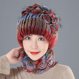 Rabbit Fur Straw Hat Scarf Two-piece Suit