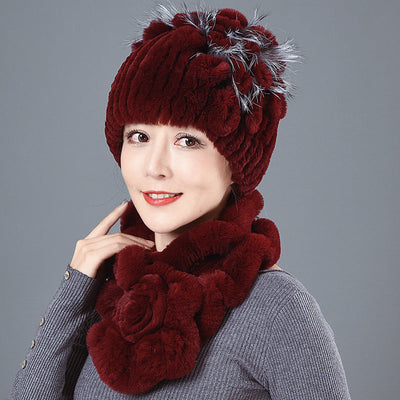 Rex Fur Hat Winter Scarf Collar Suit