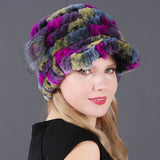 Woman Warm Rex Rabbit Hair Knitted Hat