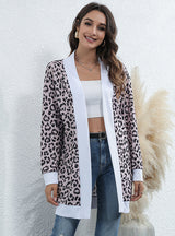 Leopard Print Knitted Cardigan Coat