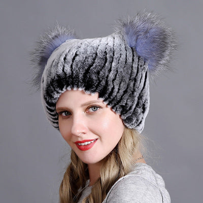 Rex Fur Hats Ladies Thicken Keep Warm