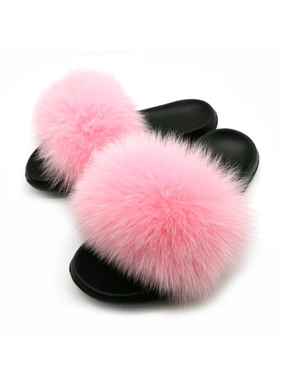 Casual Raccon Fur Sandals Furry Fluffy Plush Shoes