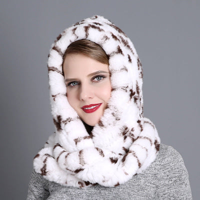 Rex Fur Hat Scarf Integrated Hat Scarf Dual-purpose
