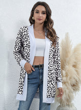 Leopard Print Knitted Cardigan Coat