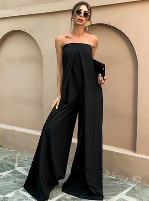 Tube Top Red High Loose Wide-leg High Waist Trousers