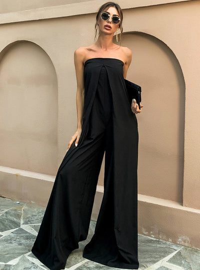 Tube Top Red High Loose Wide-leg High Waist Trousers