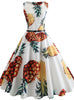 Pineapple Print Sleeveless Summer Dress