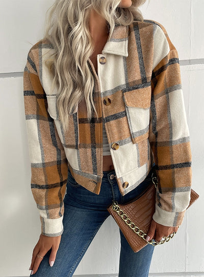 Plaid Retro Lapel Coat Jacket
