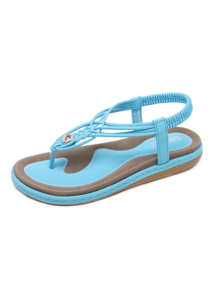 Metal Woven Large Flat Sandals