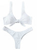 Women Knotted Padded Thong Bikini Mid Waisted 