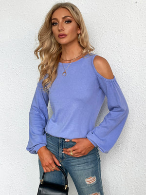 Hollow Round Neck Long Sleeve Top