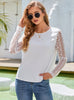 Hollow Lace Backless Crew Neck T-shirt