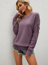 Women Lace Up Pullover sweater
