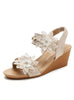 Women Bohemian Wedge Flower Sandals