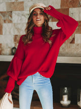 A Loose Knit Sweater High Collar Sweater
