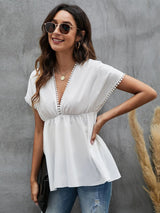 Pullover Short Sleeve White Loose T-shirt