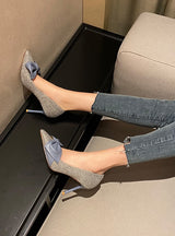 Bow Shallow Mouth Pointed Shoes