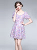 Retro Purple Stereo Flower Dress