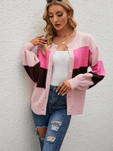 Loose Striped Color Matching Coat Knitted Cardigan