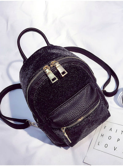 Women's Sequins Pu Leather Backpack Children 