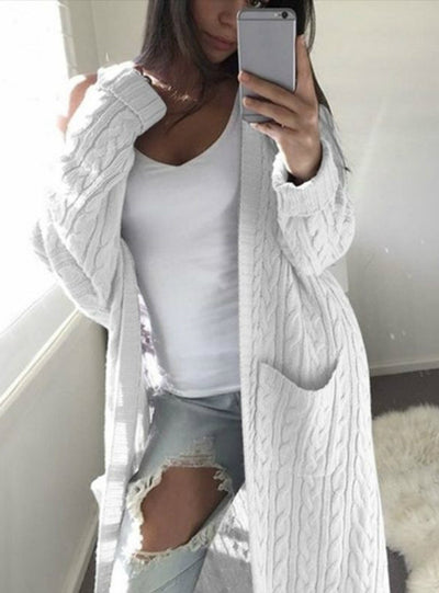 Womens Pockets Sweater Long Warm Sweater Cardigan Coat