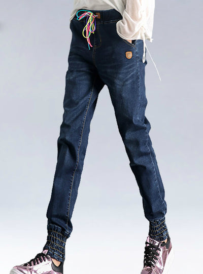 Boyfriend Loose Joggers Harem Jeans Elastic Bottoms 