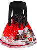 Retro Christmas Printed Long Sleeve Dress