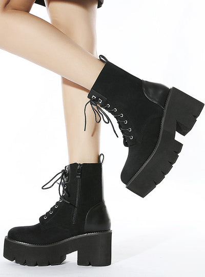 Side Zipper Thick-soled Suede Boots Shoes