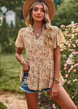V-neck Temperament Printed Casual Shirt