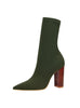 Skinny Pointed Toe Elastic Boot Thick Heel