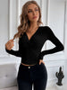 V-neck Slim Short Knitted Long Sleeve T sleeve