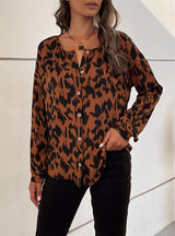 Long Sleeve Leopard Print Shirt Top