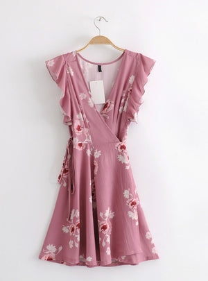 Cross V Neck Sleeveless Mini A-line Dress