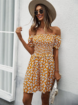 Off the Shoulder Printed Sexy Dress