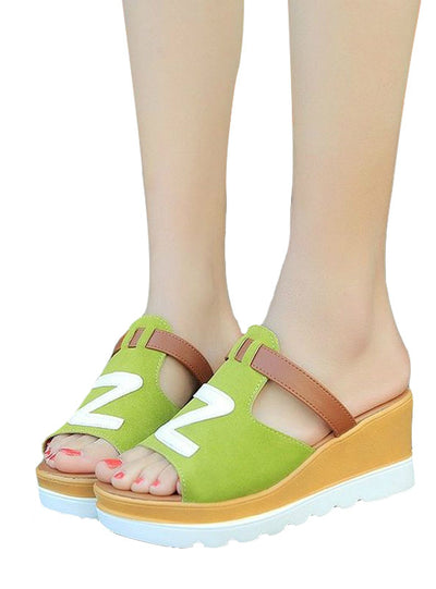 Women Suede Platform Ladies Slip On Open Toes Shoes 