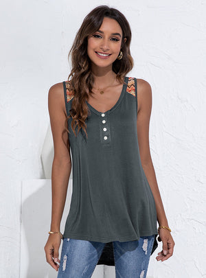 V-neck Knitted Lace Stitching Loose Vest