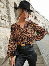 Pullover Leopard Print Chiffon Shirt