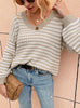 V-neck Pullover Striped Sweater