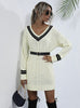 Twist V-neck College Wind Knitted Sweater Dress