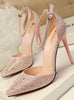 High Heels Shoes Woman Silver Rhinestone Wedding Shoes