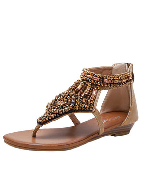Wedge-heeled Rhinestone clip-on Sandals
