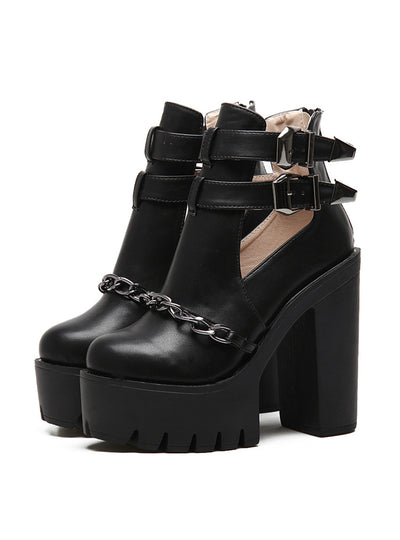 Ankle Boots For Women High Heels Casual Cut-outs 