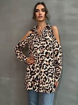 Leopard Print Lapel Long Sleeve Shirt