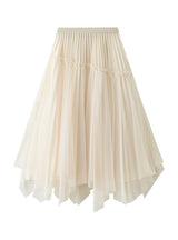 Pearl Irregular High Waist Gauze Skirt
