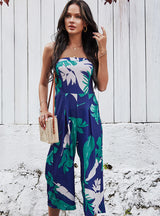 Chest-wrapped Printed Jumpsuit Wide-leg Pants