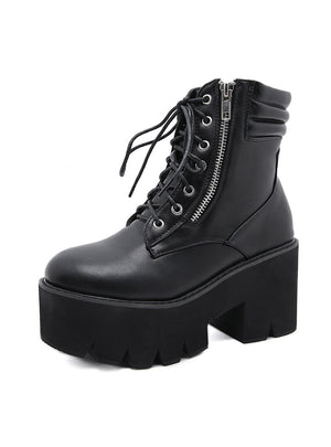 Thick-soled Waterproof Platform Zipper Thick Heel Booties