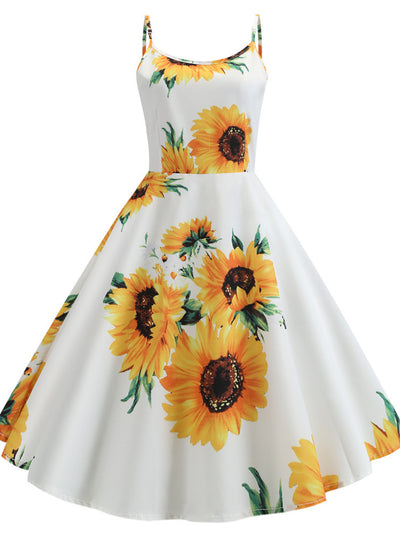 Summer Sling Sunflower Print Dress