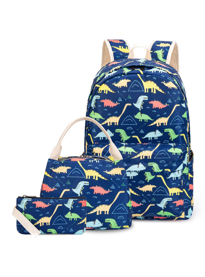 Three-piece Dinosaur Print Backpack Set