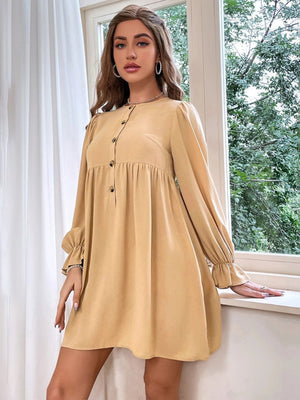 Loose Round Neck Long-sleeved Dress