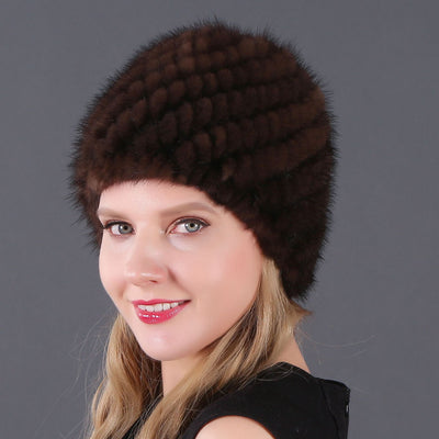 Mink Wool Knitted Double-layer Warm Pineapple Hat
